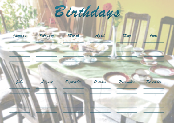 Preview of birthday calender template 1