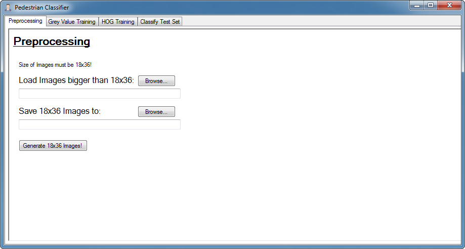 Classifier Tool - Tab Preprocessing