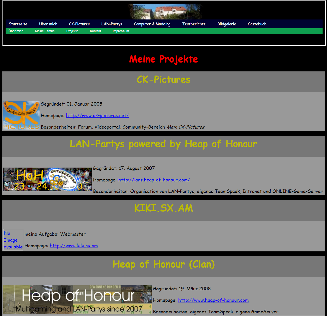 Screenshot of the Private Website of Christoph Kuerbis